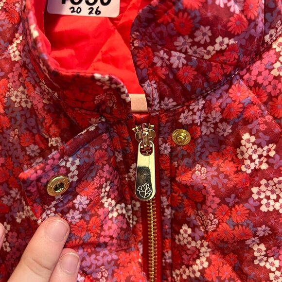 Draper James Womens Pink Quilted Jacket S Floral Full Zip Long Sleeve Cottagecor - Picture 5 of 8